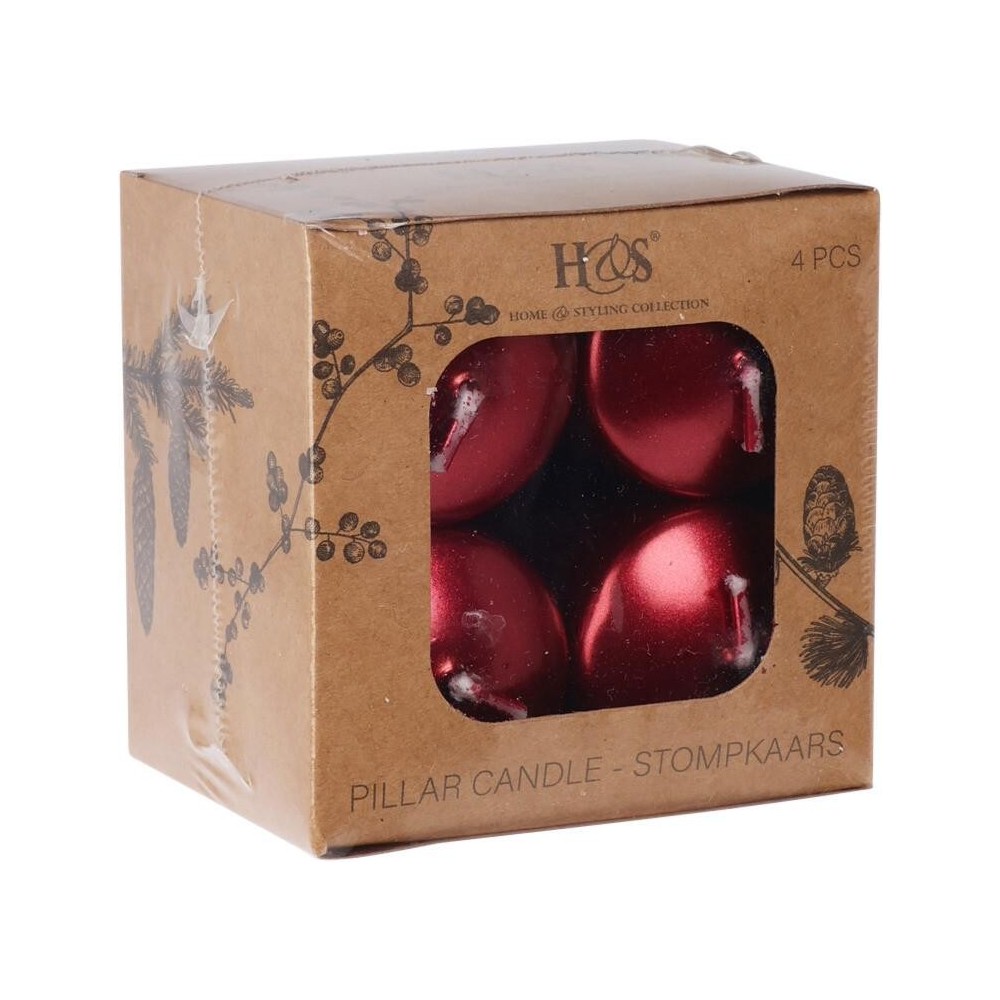 SET 4 CANDELE 4X6CM ROSSO META